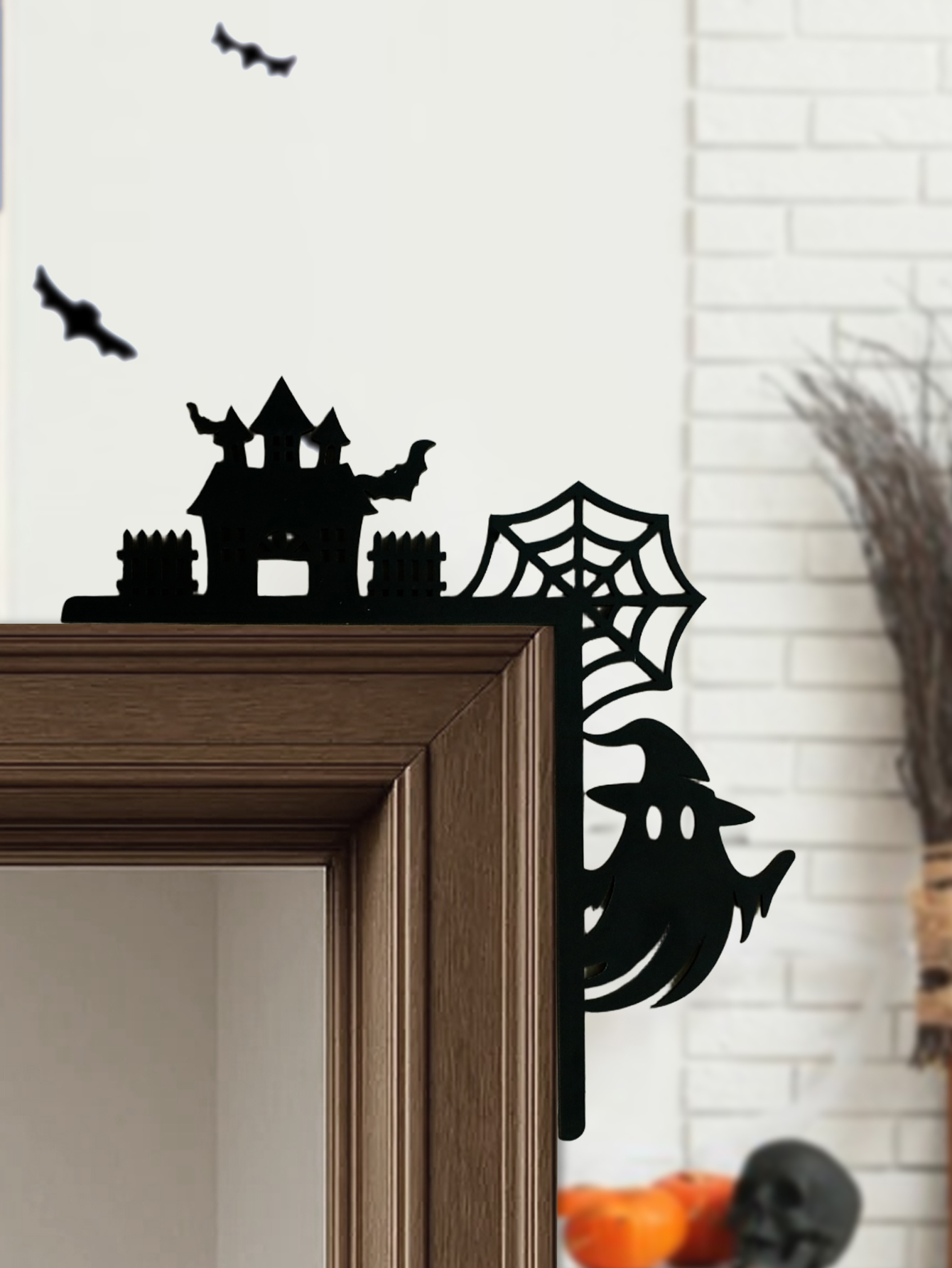Home Decor Gothic - Drewniana dekoracja narożnika drzwi na Halloween,