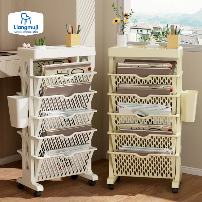 Home Decor On Wheels - 5-poziomowy mobilny regał na książki na