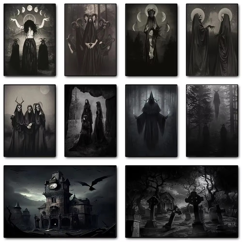Home Decor Gothic - AA Dark Academia Sztuka Czarna Śmierć