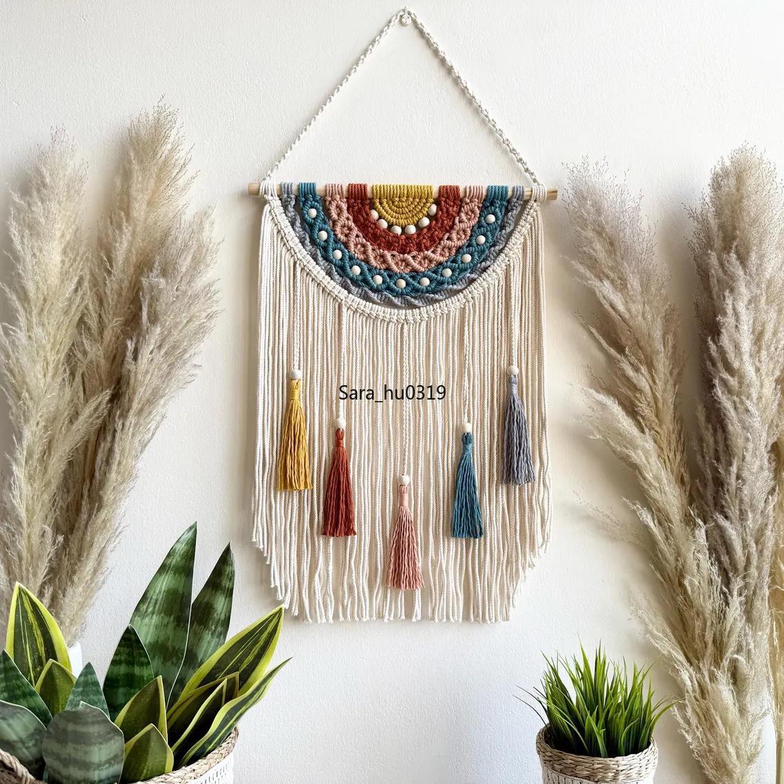 Macrame Wall Hanging - Boho Kolorowa Makrama na Ścianę, Ręcznie