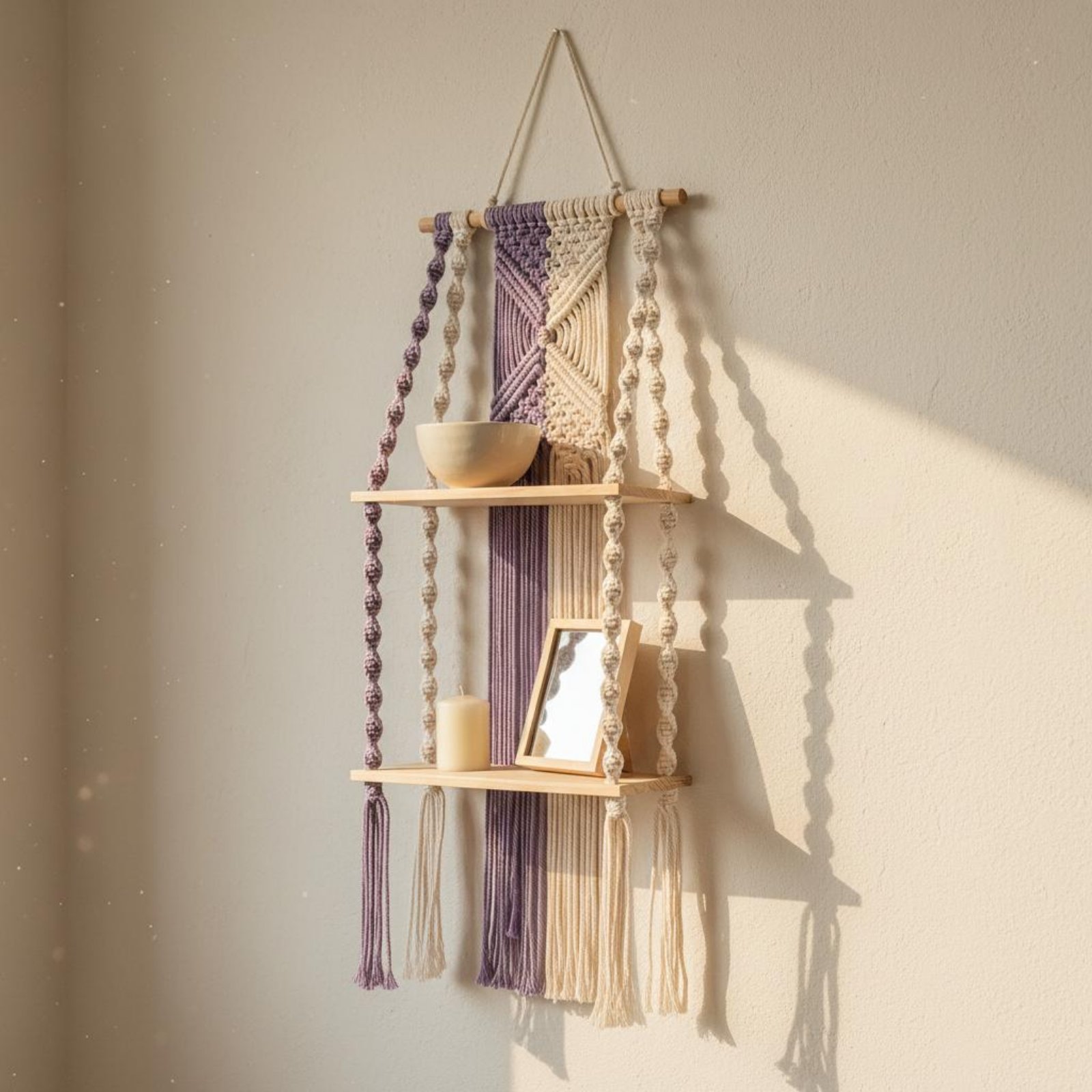 Macrame Wall Hanging - Półka ścienna w stylu boho, ręcznie