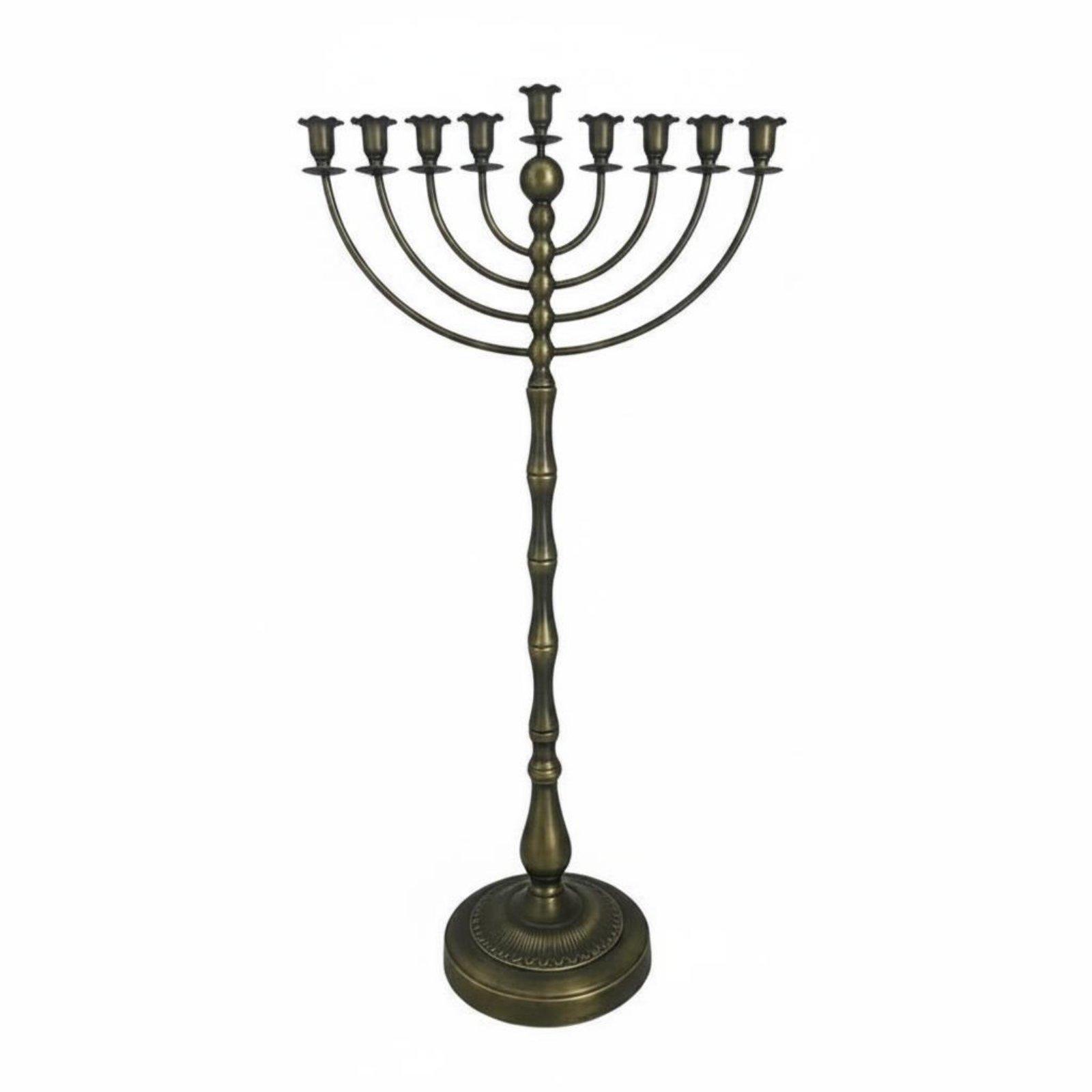 Home Decor In - Antyczny brązowy świecznik menora, metalowa konstrukcja,