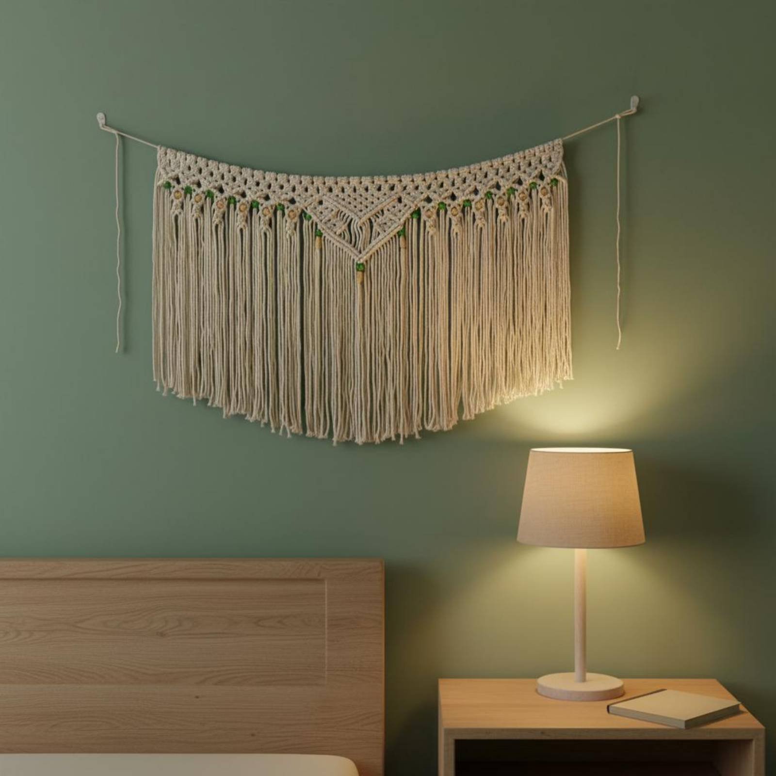 Macrame Wall Hanging - Dekoracyjna makrama z frędzlami do powieszenia