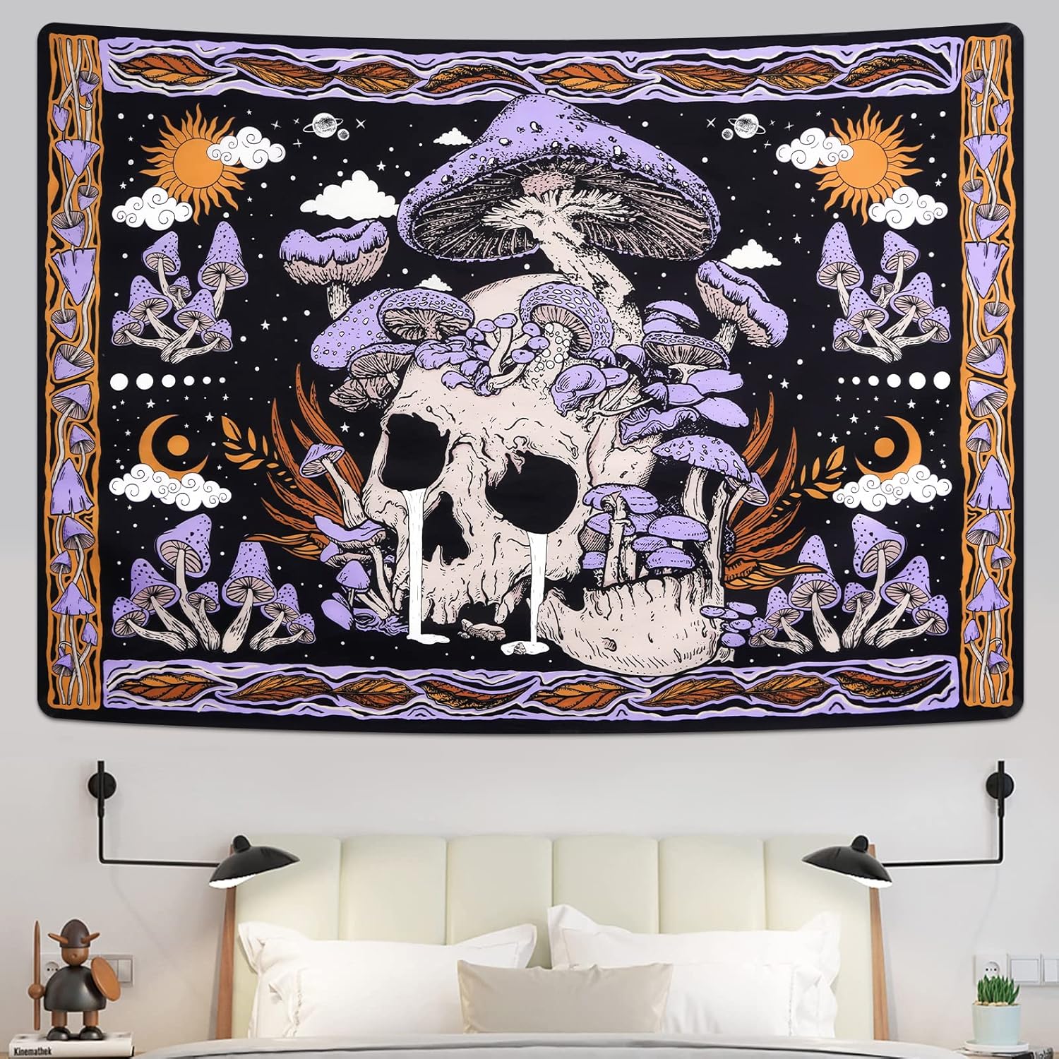 Home Decor Quirky - Gobelin z motywem psychodelicznego fioletowego grzyba