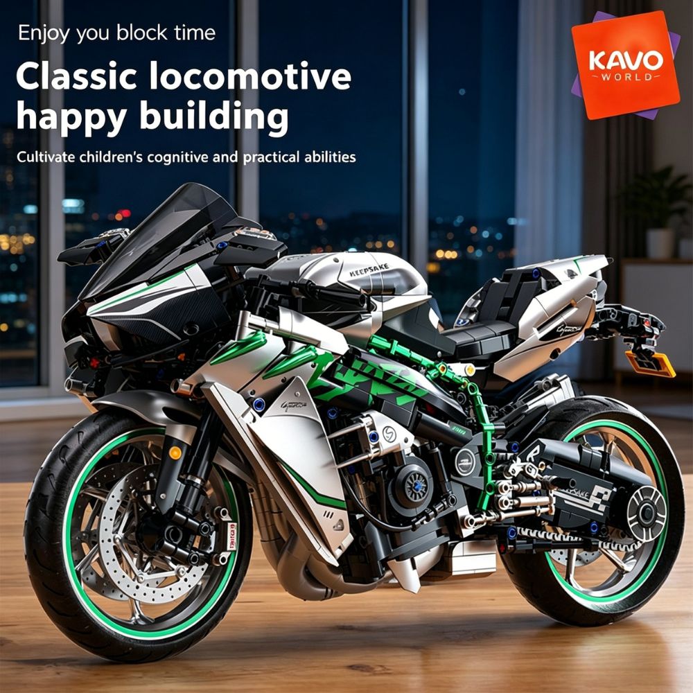 Home Decor On Wheels - KAVOWORLD 1:5 Klasyczny Motocykl Lokomotywa Klocki