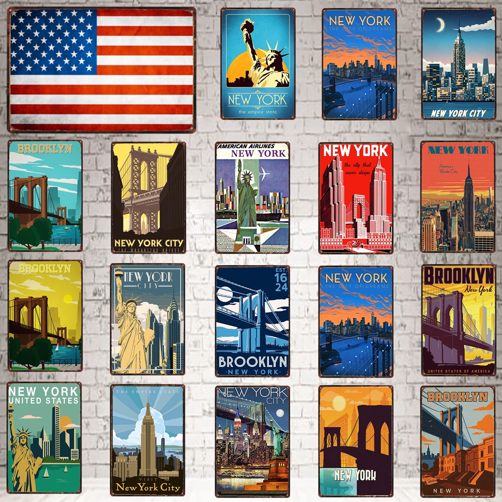 Home Decor New York - [YZFQ] nowy jork podróży tablica metalowa