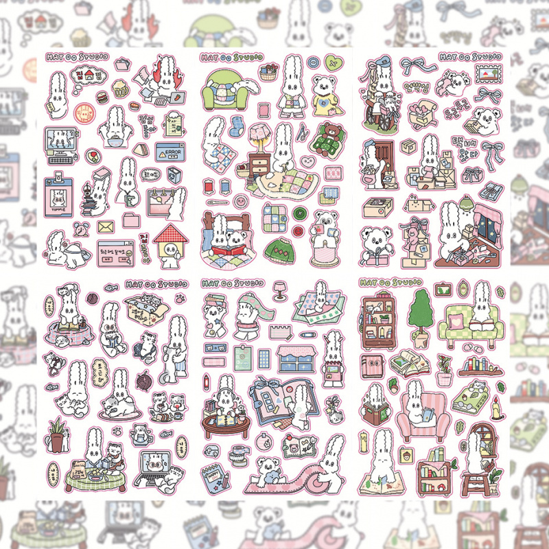 Home Decor Magazine - Koreański śliczne Kawaii Cartoon królik naklejki