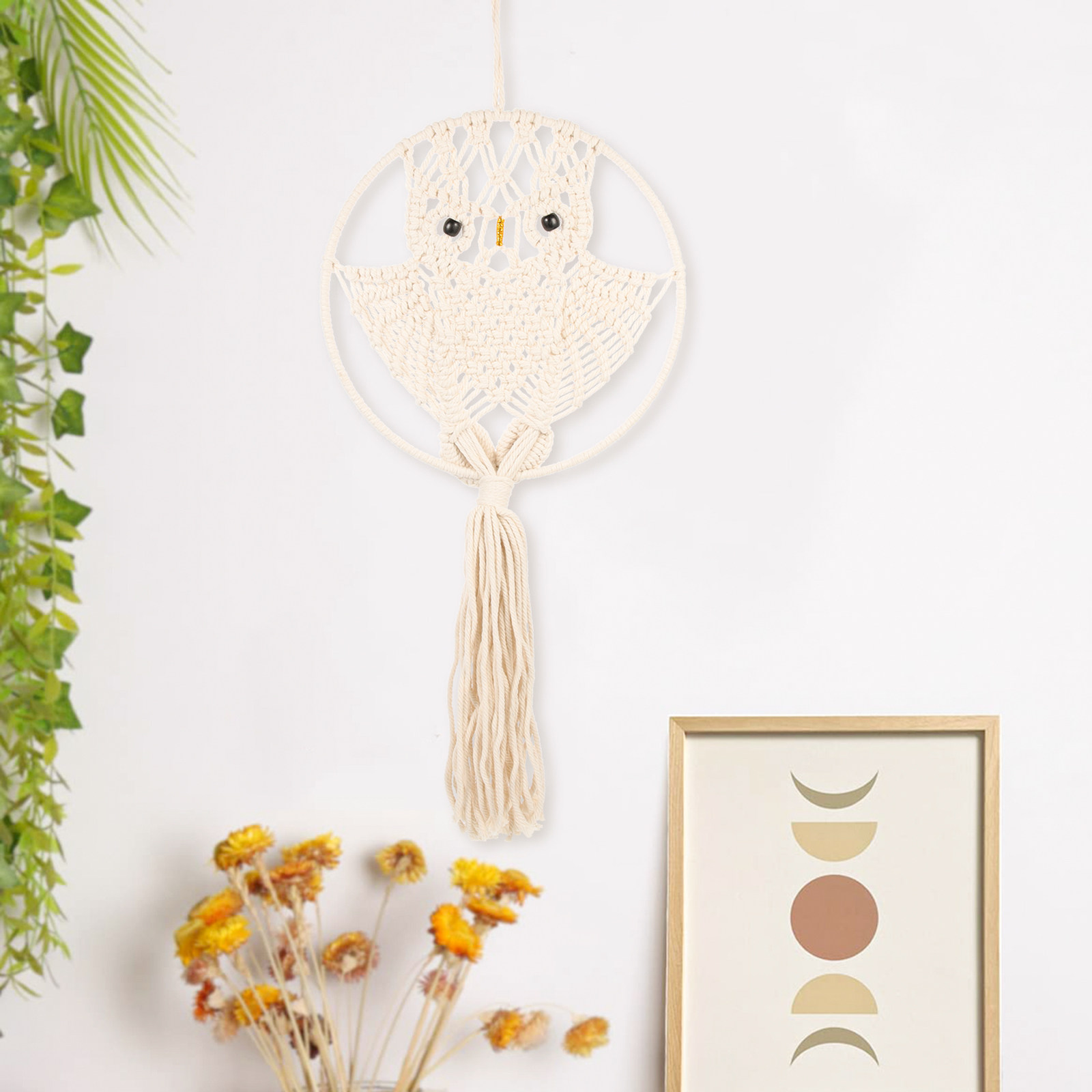 Makrama z sową, tkana, z frędz – Macrame Wall Hanging recenzja i cena
