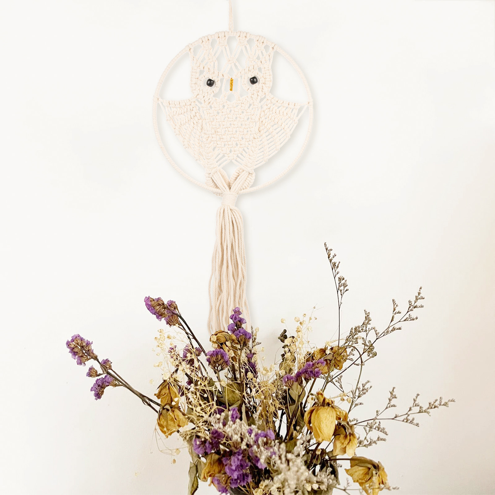 Makrama z sową, tkana, z frędz – Macrame Wall Hanging recenzja i cena