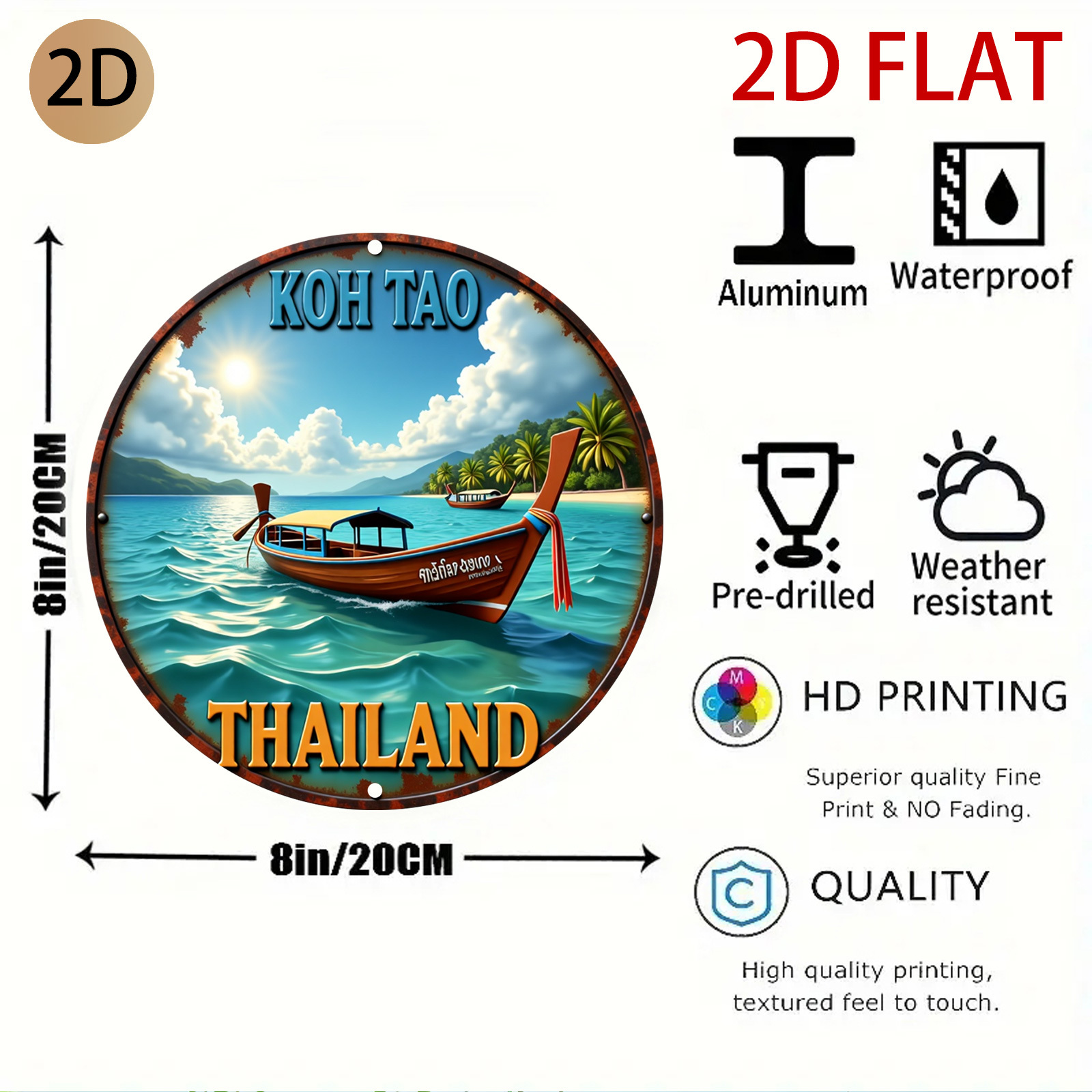 2D Płaski Okrągły Logo Koh Tao – Home Decor Logo Design recenzja i cena