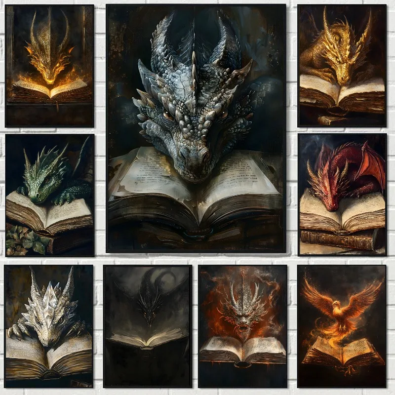 Duży plakat z drakiem czytając – Home Decor Gothic recenzja i cena