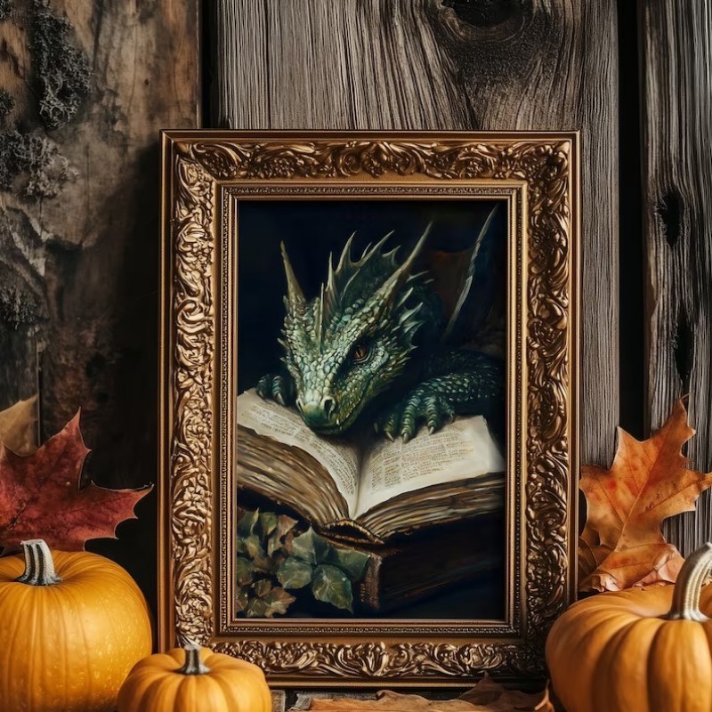 Duży plakat z drakiem czytając – Home Decor Gothic recenzja i cena