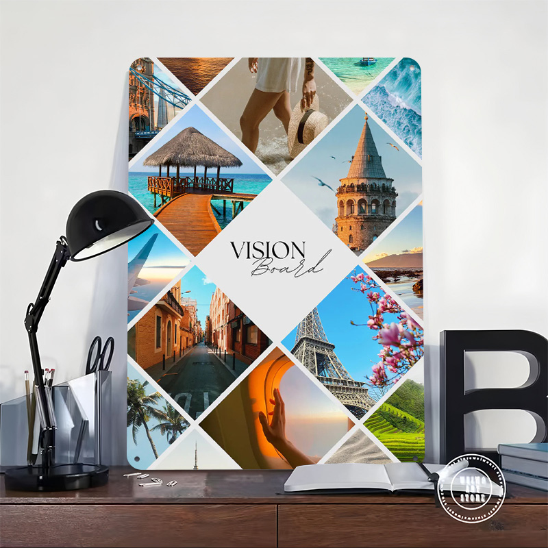 Kolaż z motywami podróży, plak – Home Decor Vision Board recenzja i cena
