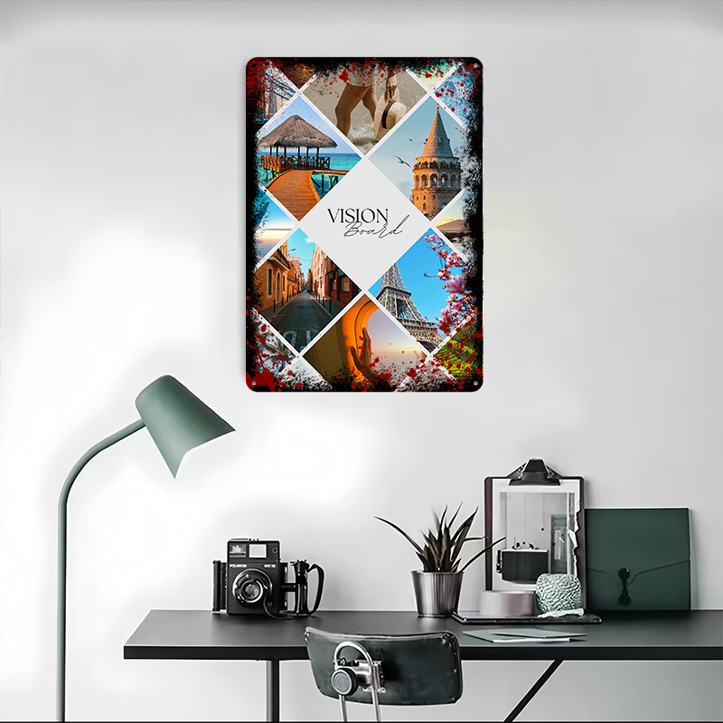 Kolaż z motywami podróży, plak – Home Decor Vision Board recenzja i cena