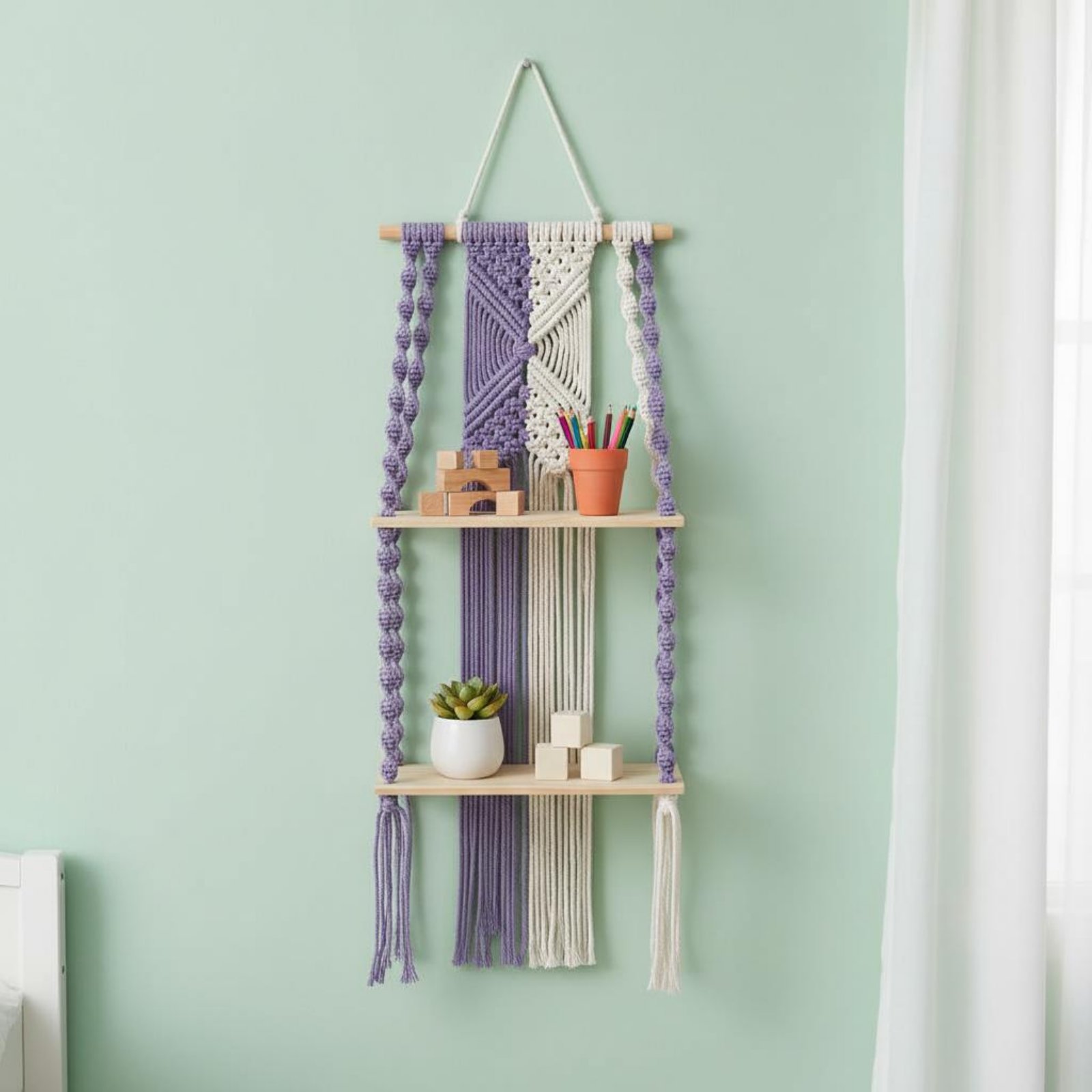 Półka ścienna w stylu boho, rę – Macrame Wall Hanging recenzja i cena