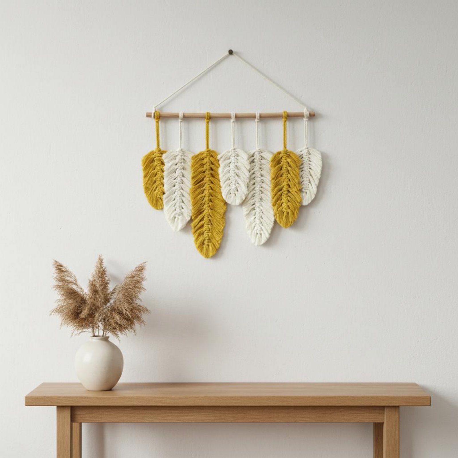 Makrama z piórami, ręcznie rob – Macrame Wall Hanging recenzja i cena