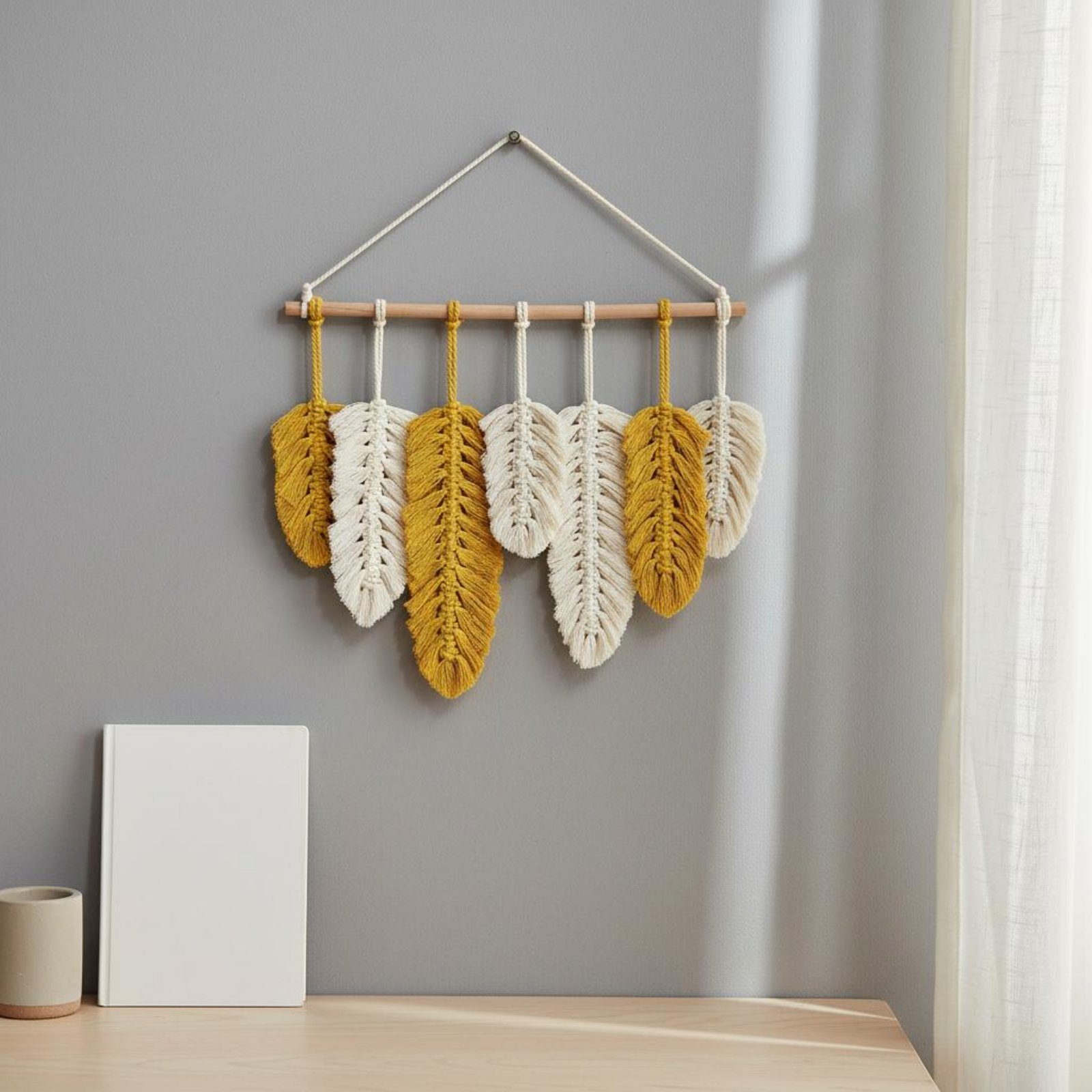 Makrama z piórami, ręcznie rob – Macrame Wall Hanging recenzja i cena